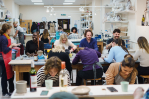 Students taking part in a pottery course at PSAD